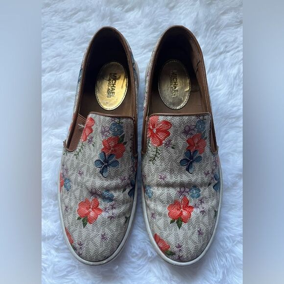 Michael Kors Shoes - Michael Kors Keaton MK/Floral Print Slip On Sneakers 7.5 Pre Loved
